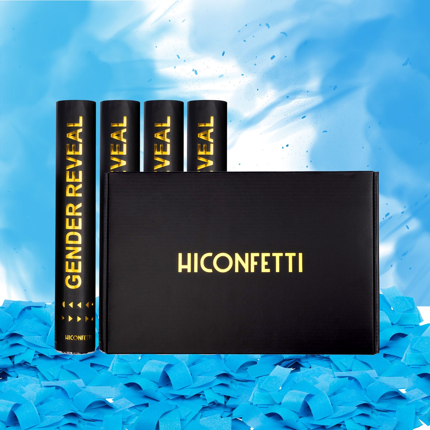 HICONFETTI ™ Gender Reveal Baby Shower Confetti Powder Cannon 4-Blue