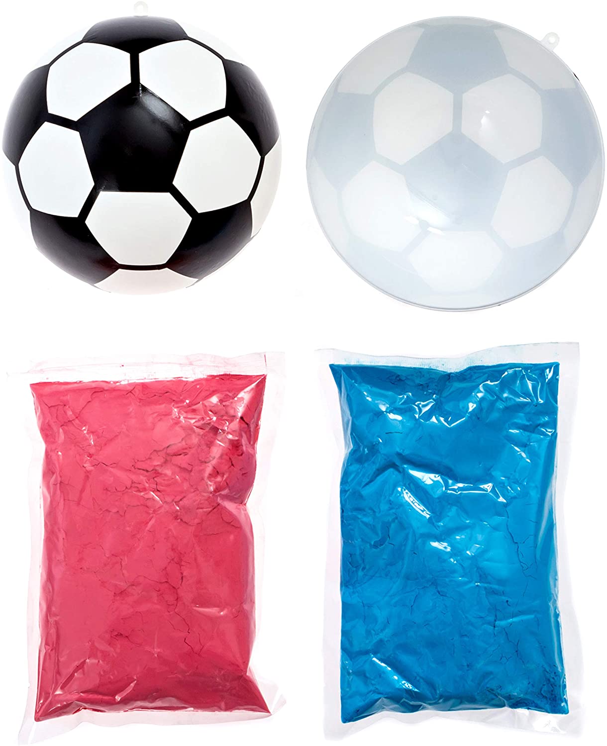 Gender Reveal Soccer Ball with Powder | Exploding Soccer Balls Kit | Includes Pink and Blue Color Packs + Soccer Ball Shell