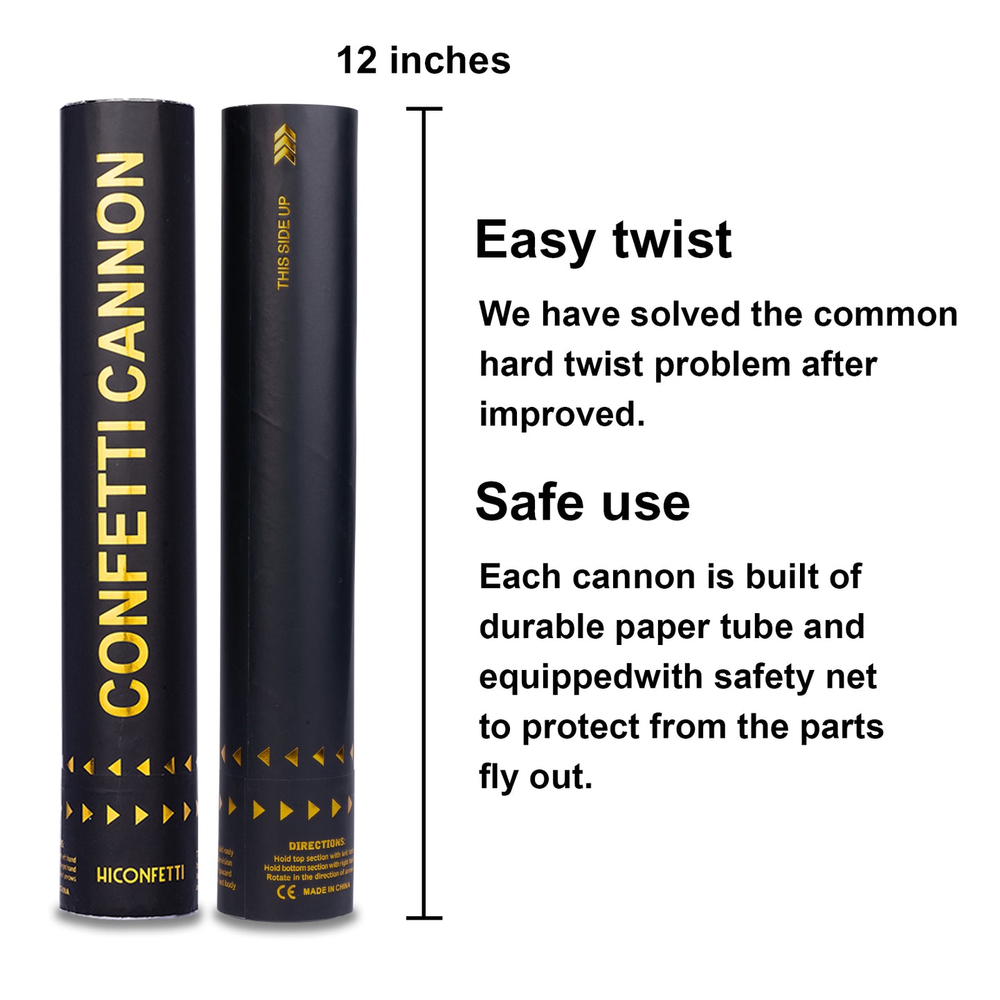 HICONFETTI ™ 4 Pack Gold Confetti Cannons Party Supplies