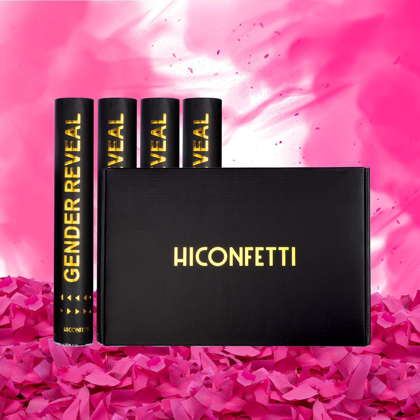 HICONFETTI ™ Gender Reveal Baby Shower Confetti Powder Cannon 4-Pink