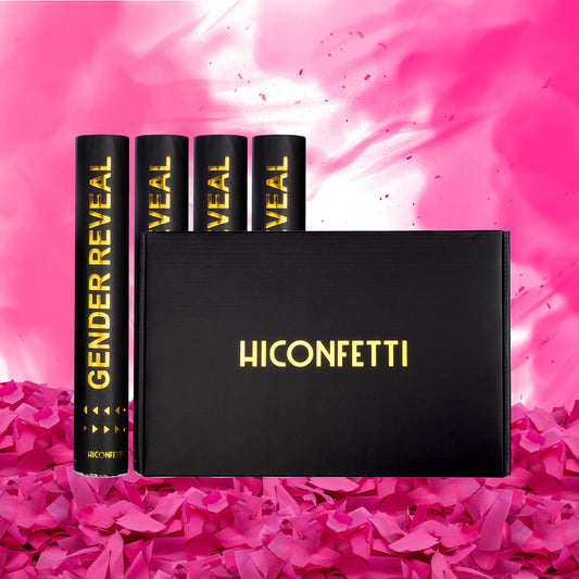 HICONFETTI ™ Gender Reveal Baby Shower Confetti Powder Cannon 4-Pink