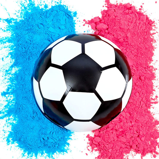 Gender Reveal Soccer Ball with Powder | Exploding Soccer Balls Kit | Includes Pink and Blue Color Packs + Soccer Ball Shell