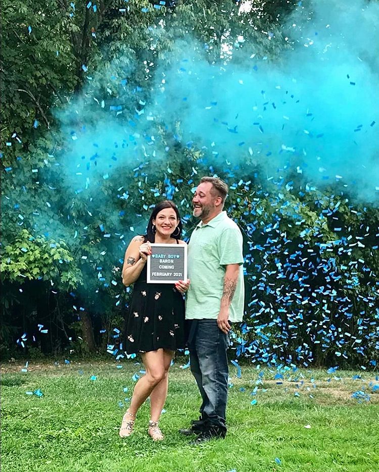 Gender Reveal Powder Cannon Poppers, Blue Smoke Baby Boy for