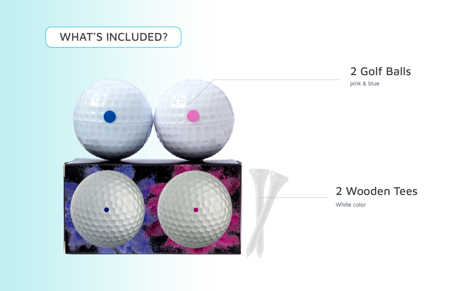 Gender Reveal Golf Balls - Pink and Blue Set for Boy or Girl Sex Reveal Party (1 Pink Ball and 1 Blue Ball)